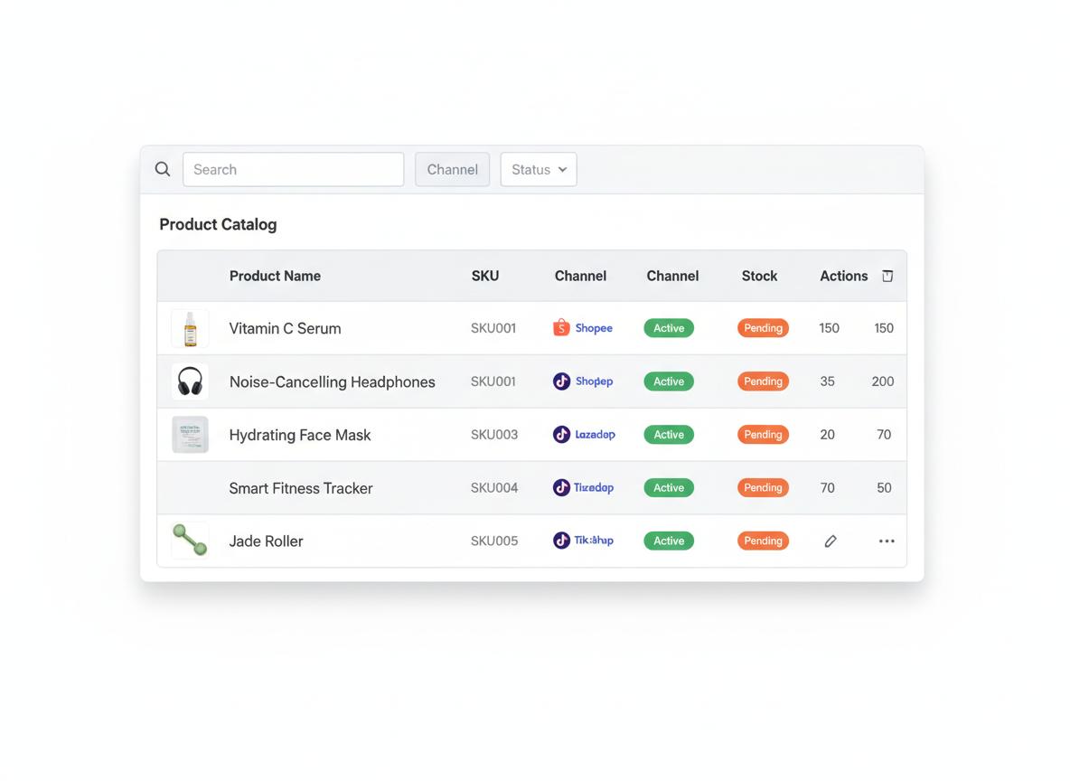 Product listing management dashboard